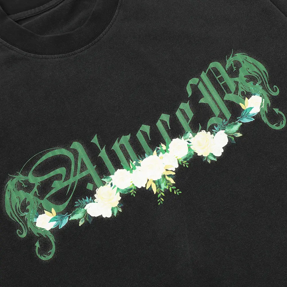 Flower Letter Print Short-sleeve Men's Summer