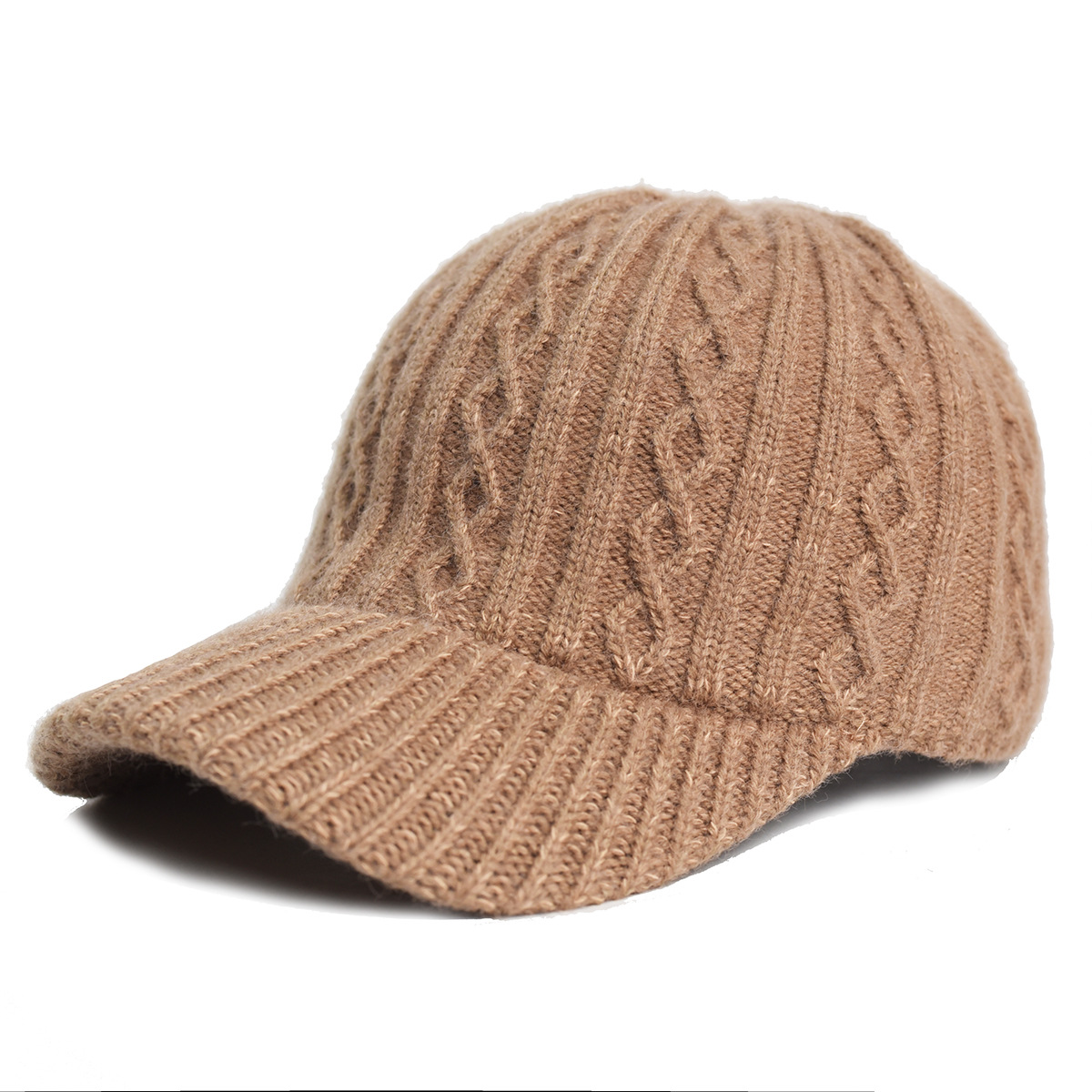 Knitting Wool Baseball Cap Korean Warm Solid Color Light Plate Peaked Cap — foto 16