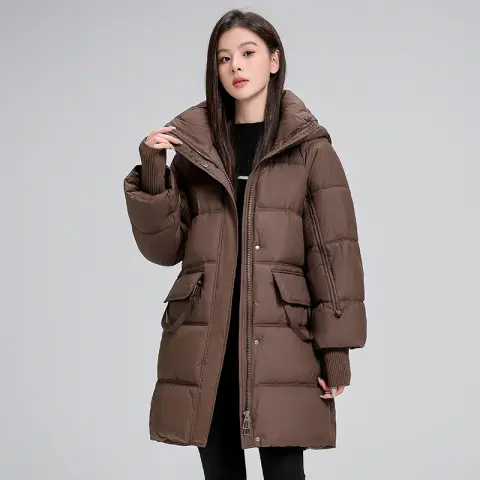 Mid-length Cotton Clothing Slimming Thickened Windproof and Warm