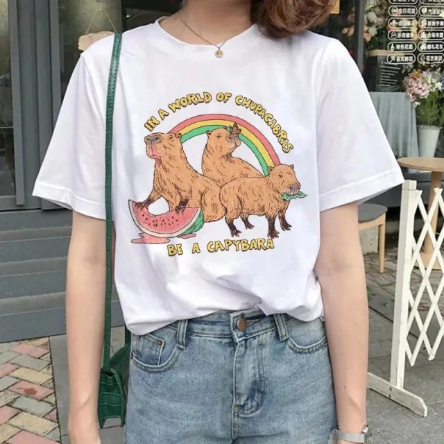 Cute Capybara Clothing Women Vintage Cartoon T Shirt H51511 - Shop at LoveMi