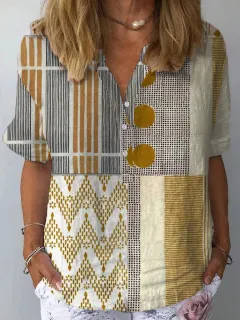 Casual Women's Short Sleeve Pullover Print Shirt - Slk5561602 - View 1
