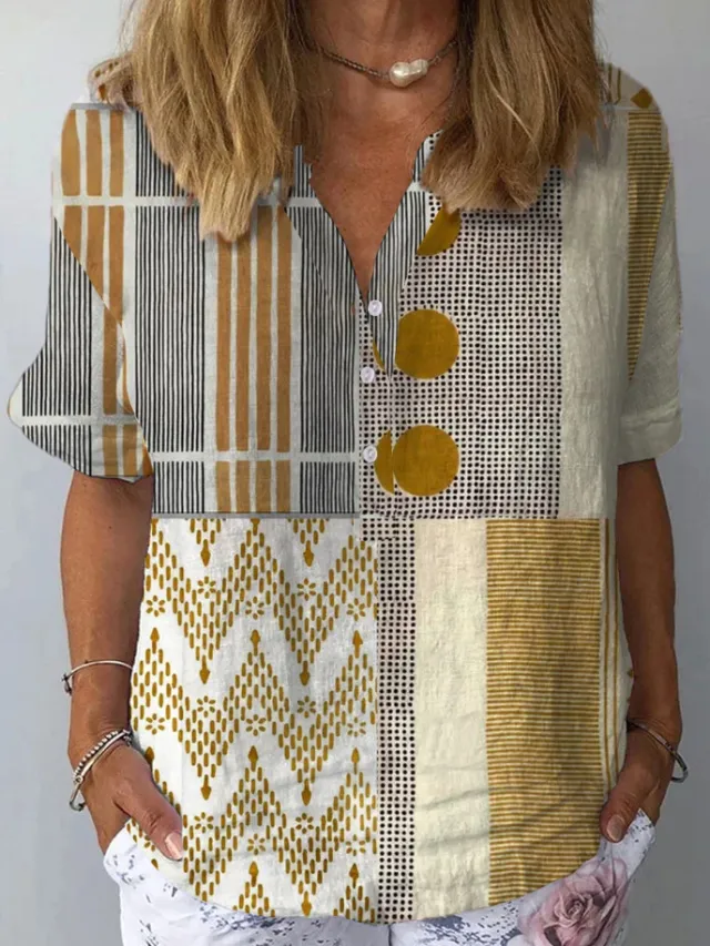 Casual Women's Short Sleeve Pullover Print Shirt Slk5561602 2Xl - Shop at LoveMi