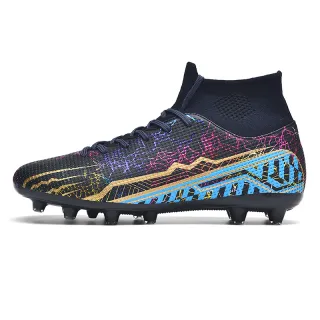 High-top Youth Spike Turf Soccer Shoes - Black