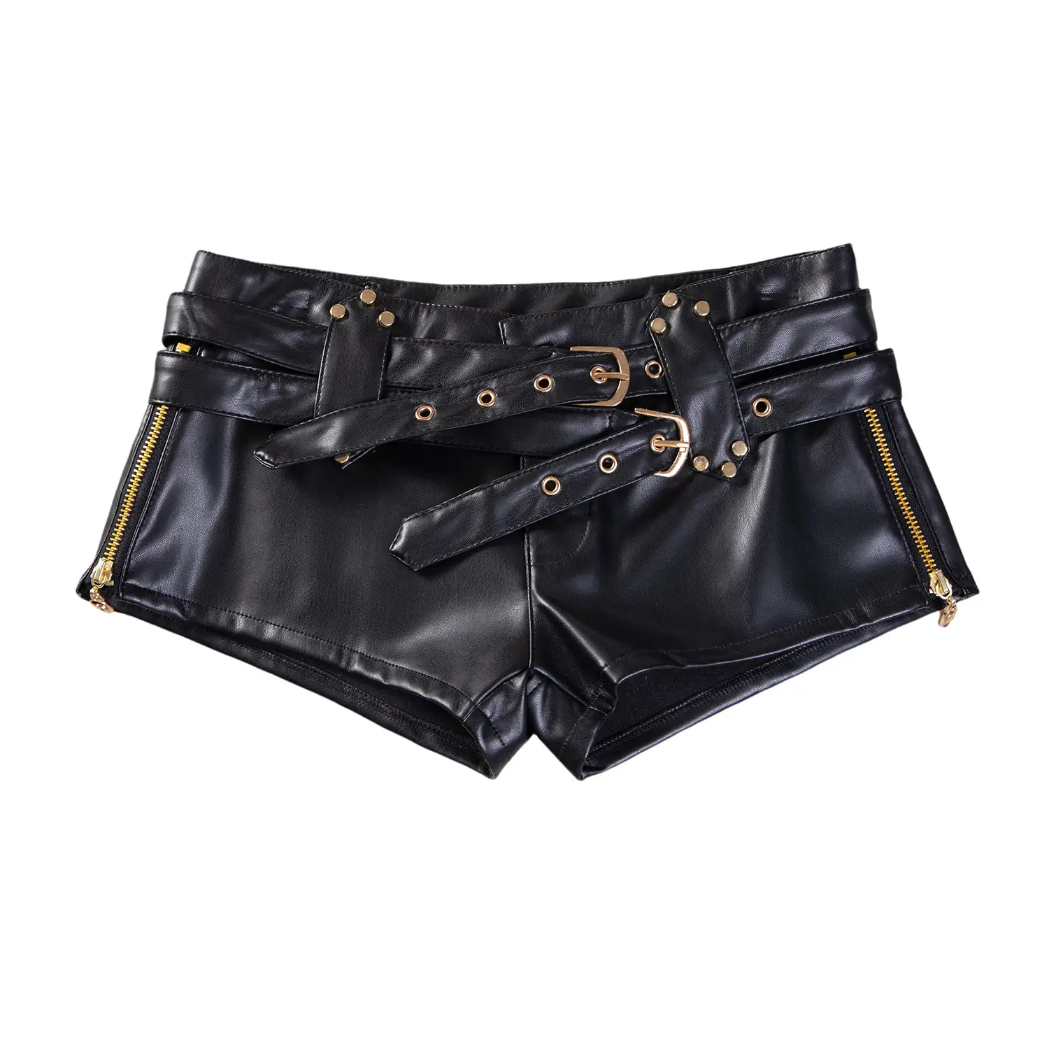 Leather Micro Shorts Sexy Bootcut Pants Womens