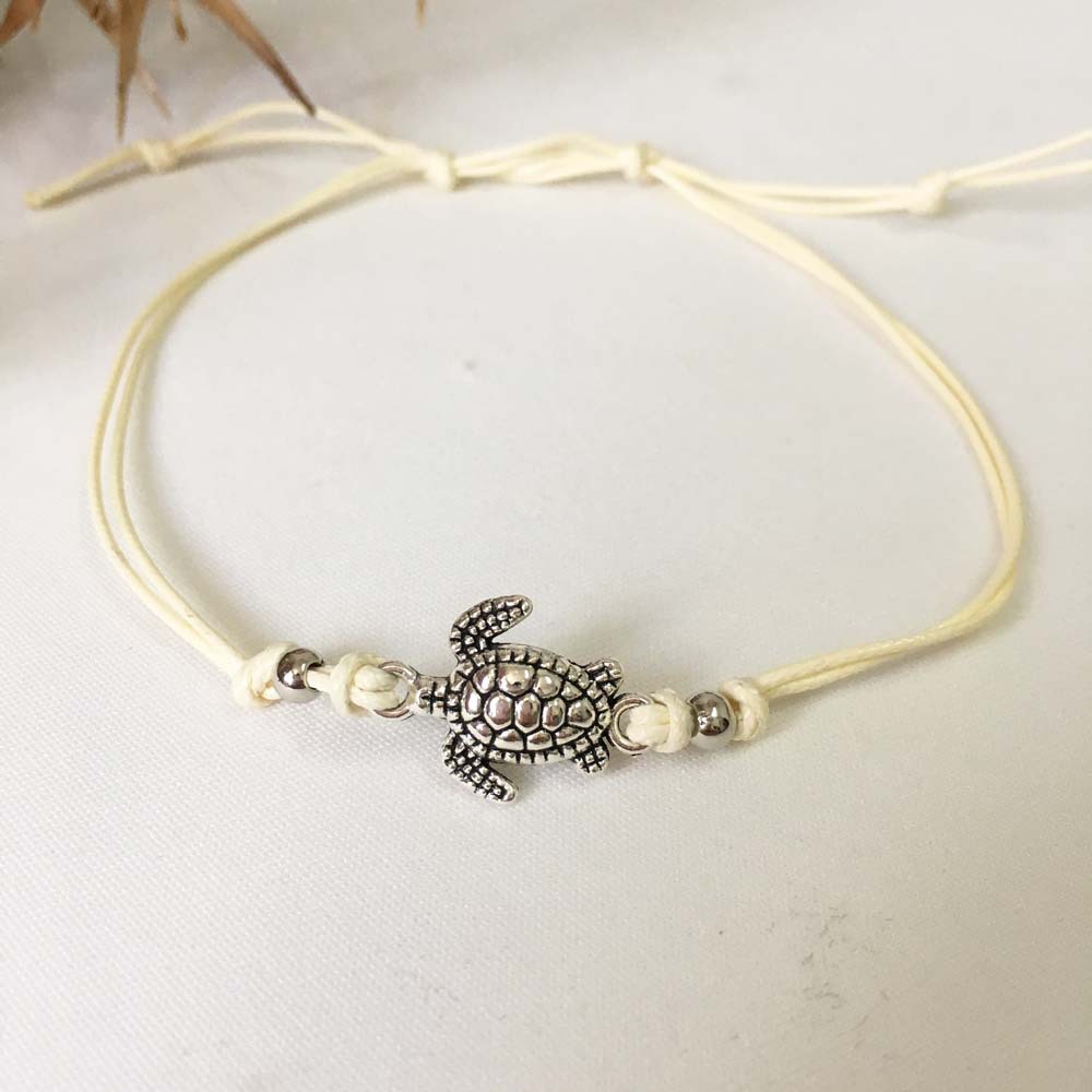Fashionable Braided Rope Turtle Pendant Anklet For Women