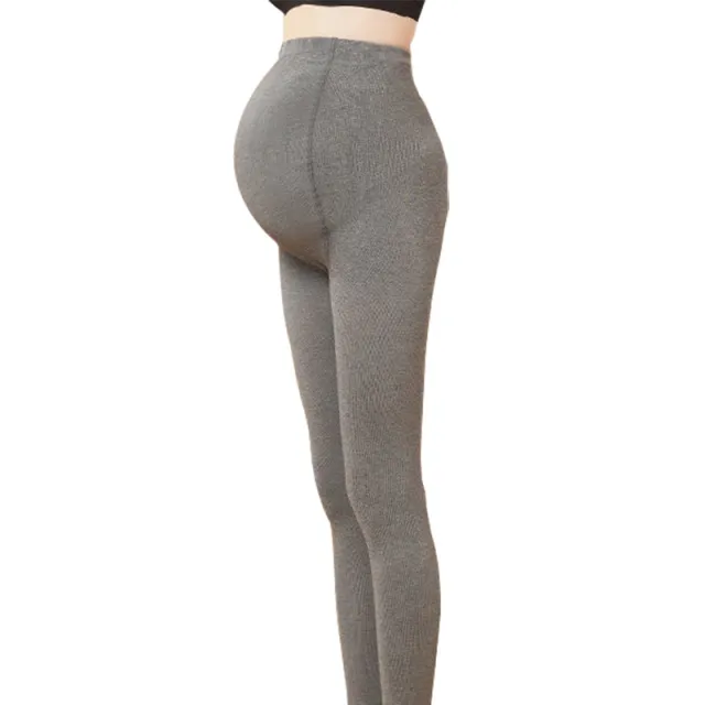 Pregnant Women's Pantyhose Cotton Vertical Stripes Autumn And Winter Medium Gray Stirrup - Shop at LoveMi