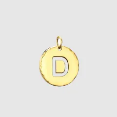 Stainless Steel Oil Dripping Letter Pendant DIY - 14K Gold D - View 1