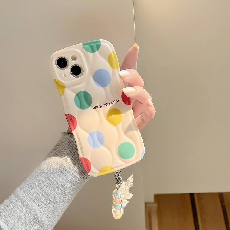Color Polka Dot Chain Lanyard Phone Case - Image 10