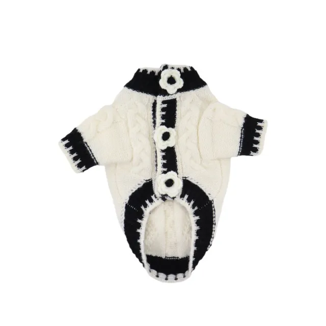 Dog Clothes Pet Autumn And Winter Jarre Aero Bull Schnauzer Sweater Black And White - Shop at LoveMi