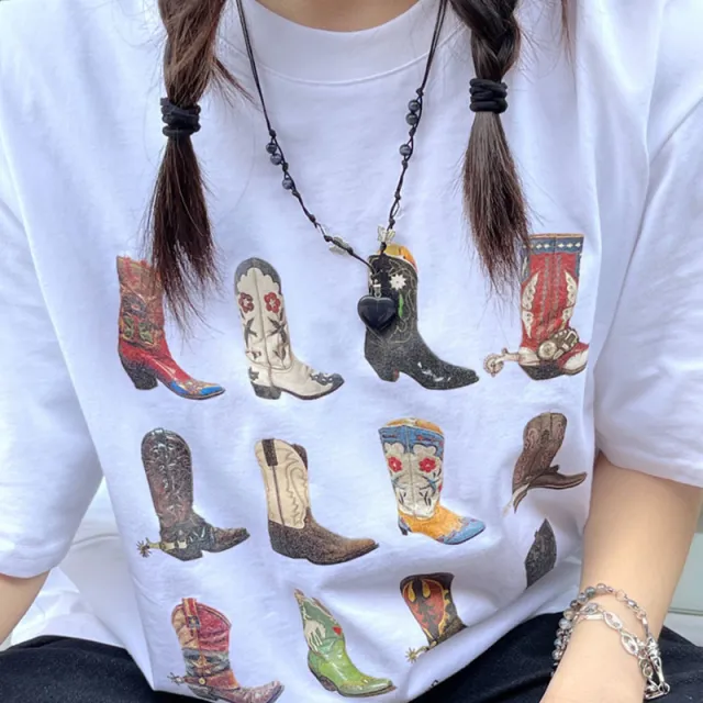 T Shirt Women Summer Loose Vintage Boho White - Shop at LoveMi