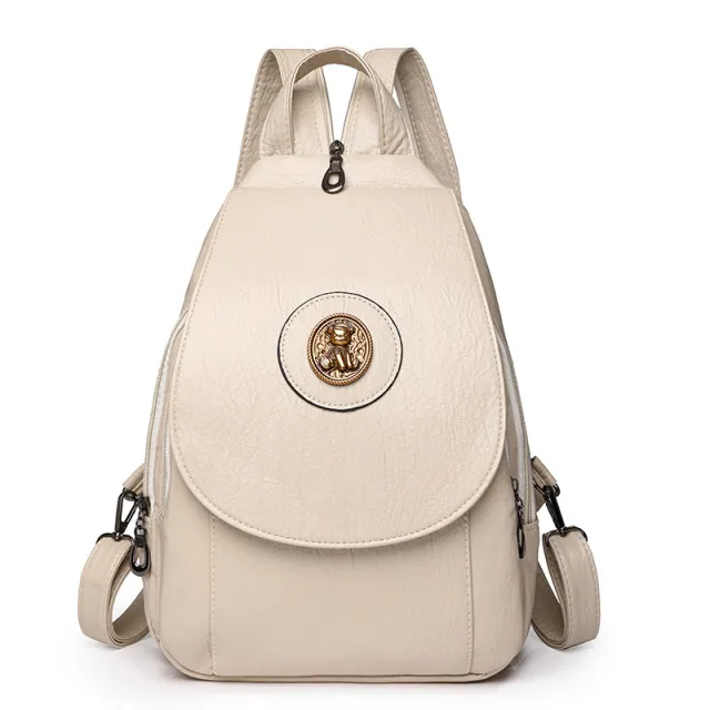 Simple Large Capacity Crossbody Chest Bag Leisure Travel Small Backpack Beige - Shop at LoveMi