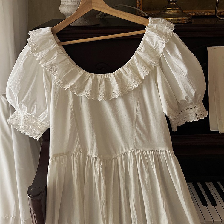 Retro Princess Style Can Be Worn Outside Puff Sleeve Loose Nightdress Female Summer