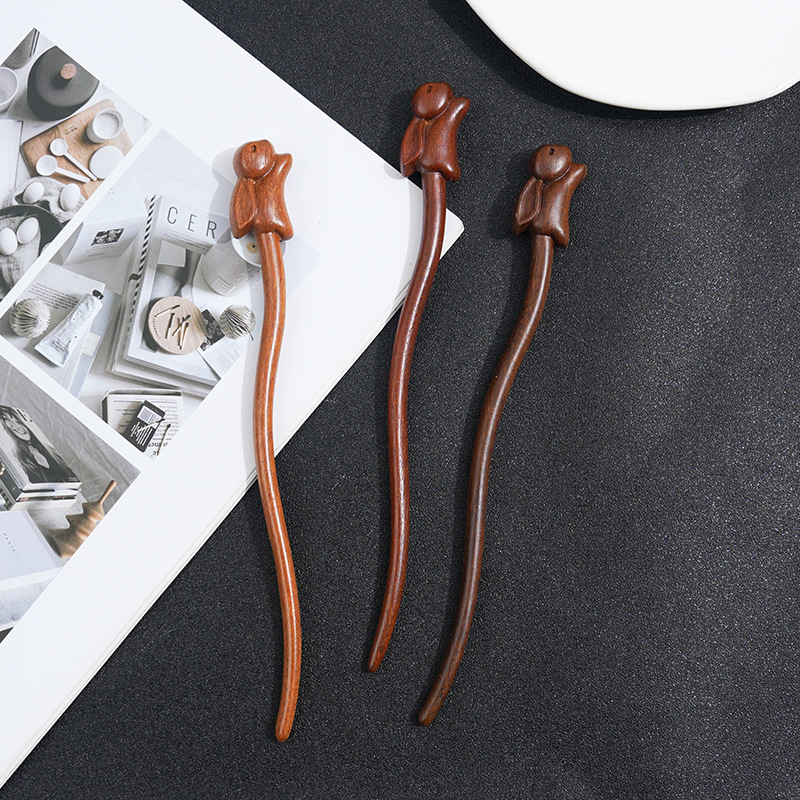 Wooden Women's Chinese Style Headdress Animal Hairpin 15