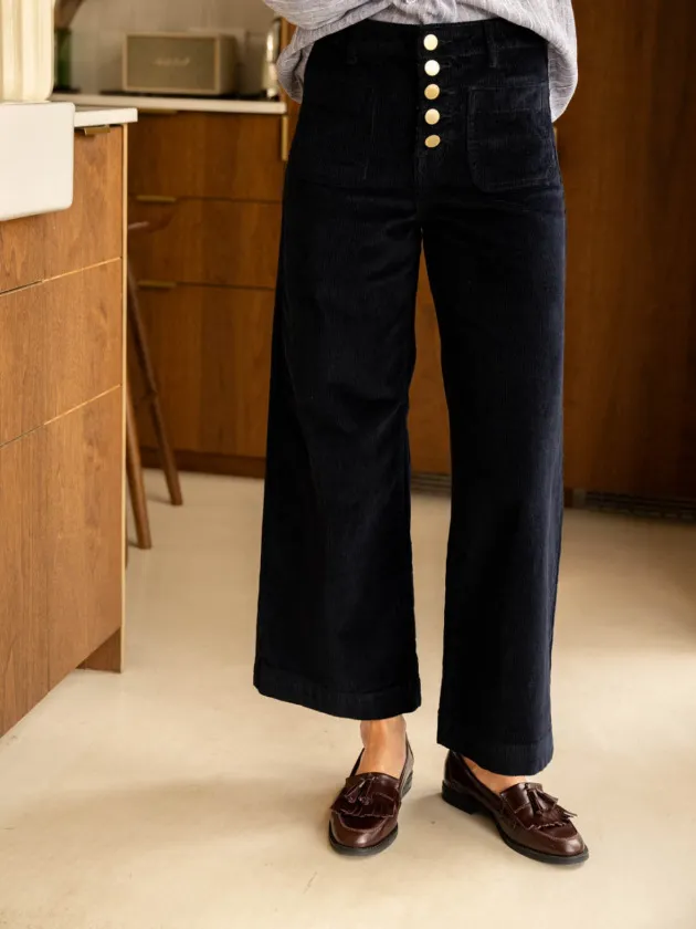 French style Vintage Solid color Casual Versatile Bootcut Pants Black - Shop at LoveMi