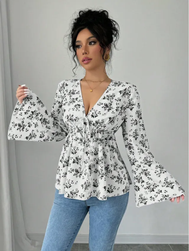 Women's High Waist Floral Cute Youth looking Printed Top Black - Shop at LoveMi