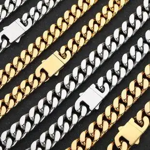 Hip Hop Stainless Steel Bracelet Titanium Steel Jeans Button Six-sided Grinding Chain