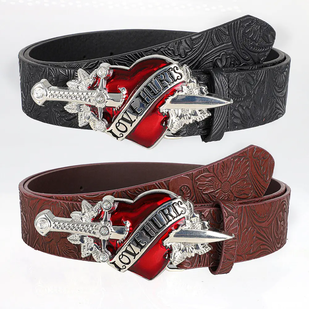 Punk-style Personalized Retro Embossed Heart-buckle A Versatile