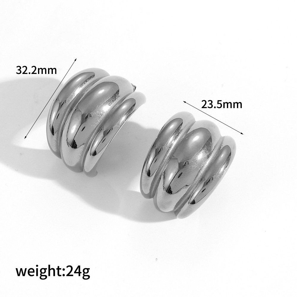 Instagram Mesh Red Style Titanium Steel Geometric Ear Studs Women's Fashion Temperament 18K Gold