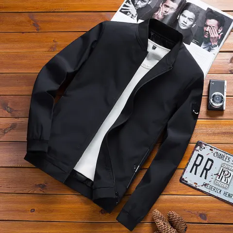 Spring and Autumn Korean Slim-fit Solid Color Coat Men's