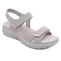 Sports Style Wedge Lightweight Velcro Plus Size Slippers Women - Gray - View 1