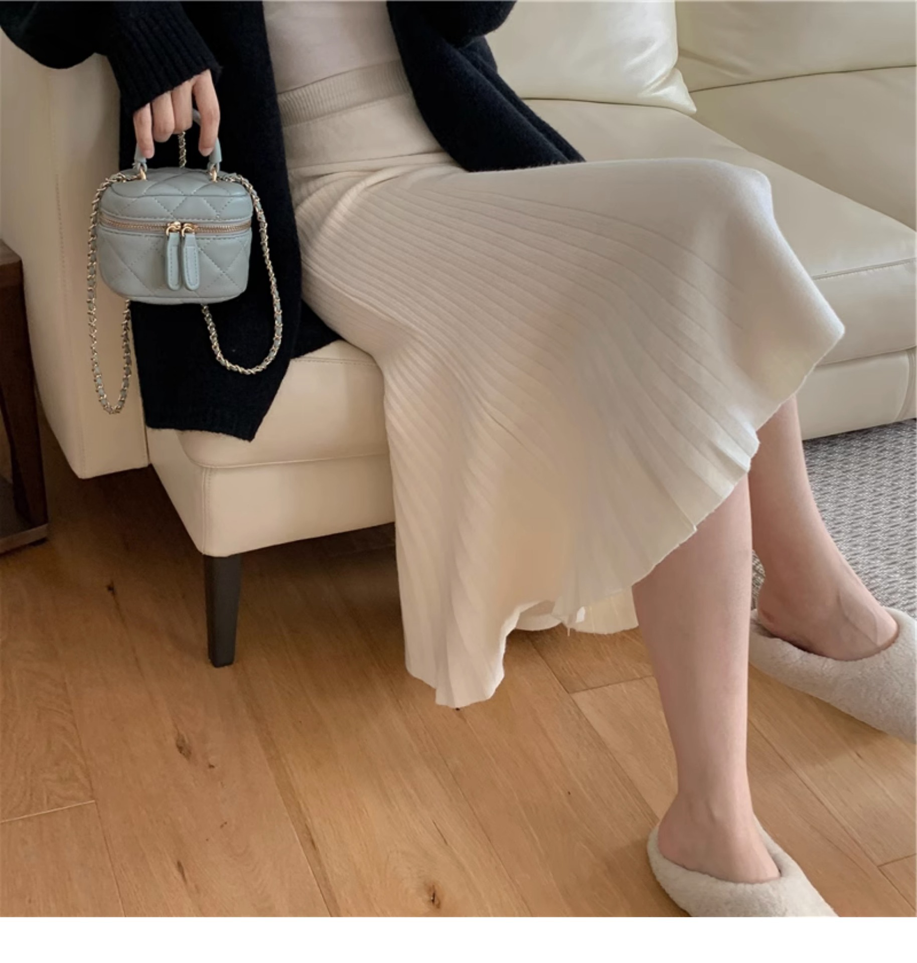 Different Angles of Mid-Length Sheath Skirt