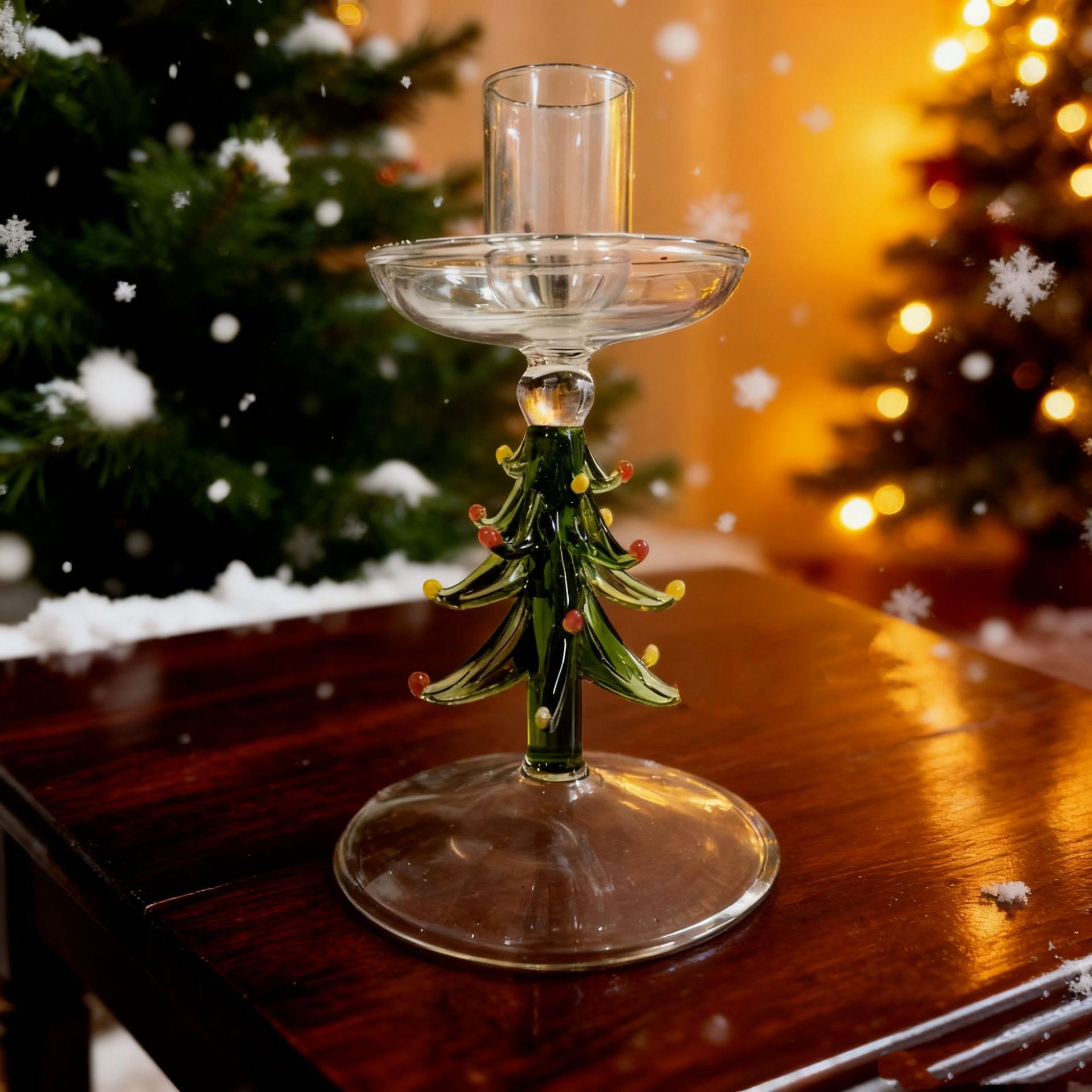 Christmas glass 3d christmas tree candle holder cup