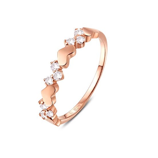 Women's Rose Gold Zircon Heart Shaped Ring