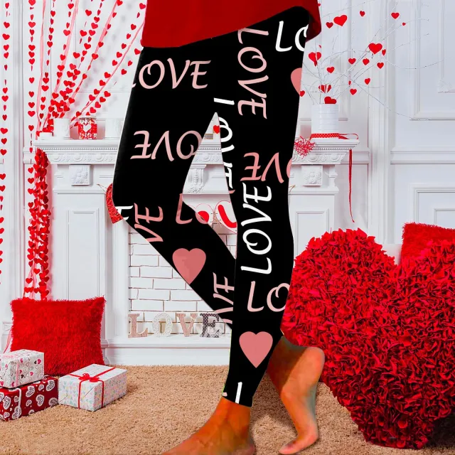 European And American New Personalized 3D Digital Printing Valentine's Day Series Yoga Pants Style 7 - Shop at LoveMi