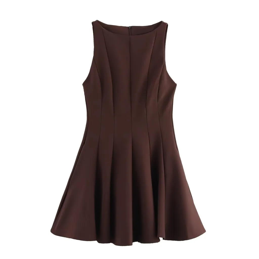 Fashionable Sexy And Elegant Sleeveless Maxi Dress - Brown