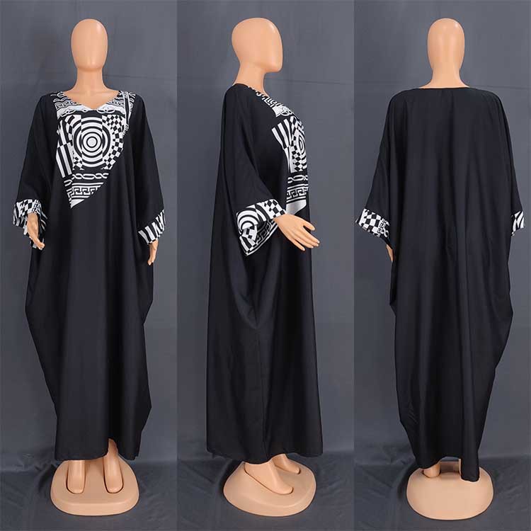 Women's Middle East Plus Size Robe Printed Loose Maxi Dress