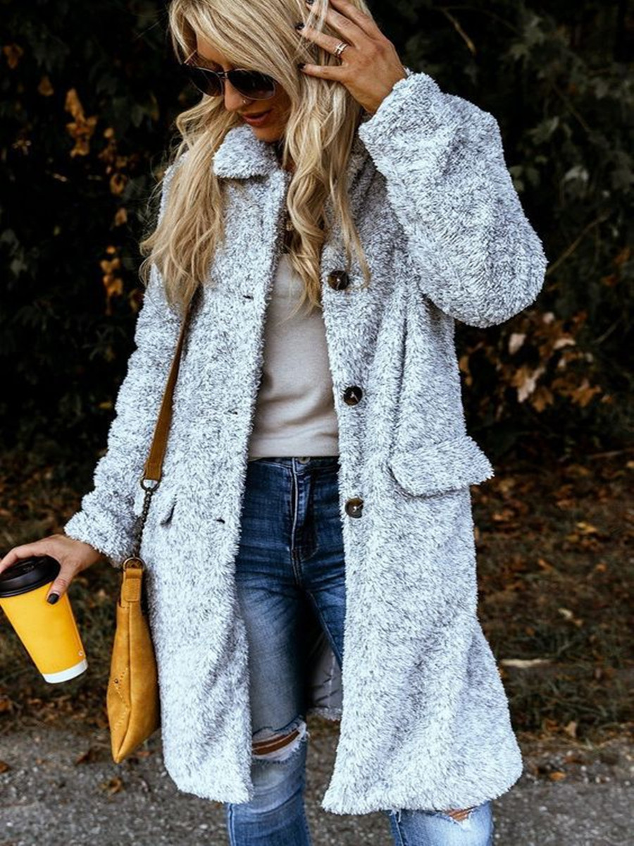 Women's Sheepskin-Like Woolen Coat