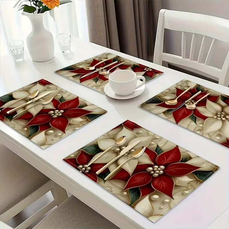 Christmas Holiday Party Table Insulation Mat Christmas Tree Linen Printing