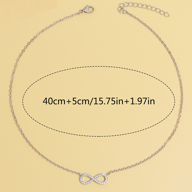 Light Luxury Minority Knotted 8-word Copper Inlaid Zirconium Pendant Clavicle Chain