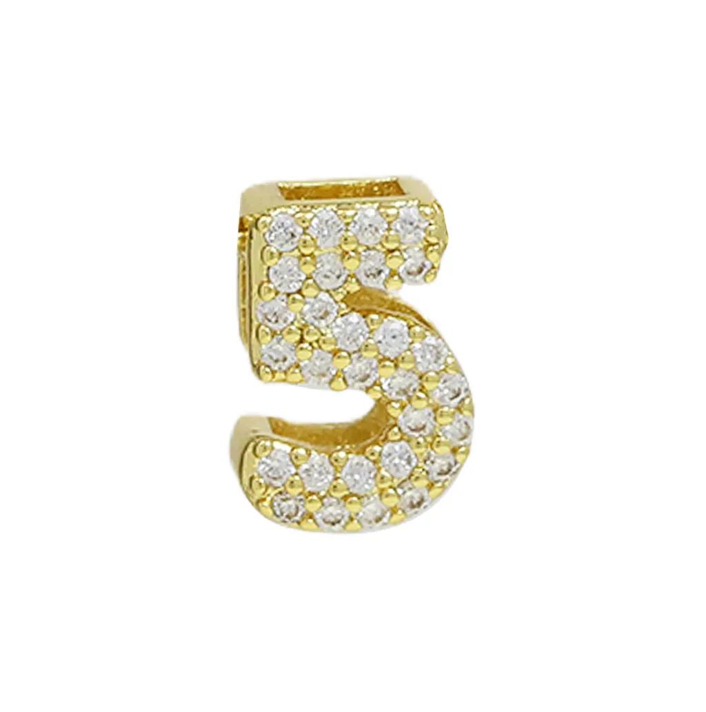 Brass 18K Zircon Diy Accessories Year Pendant - Number 5