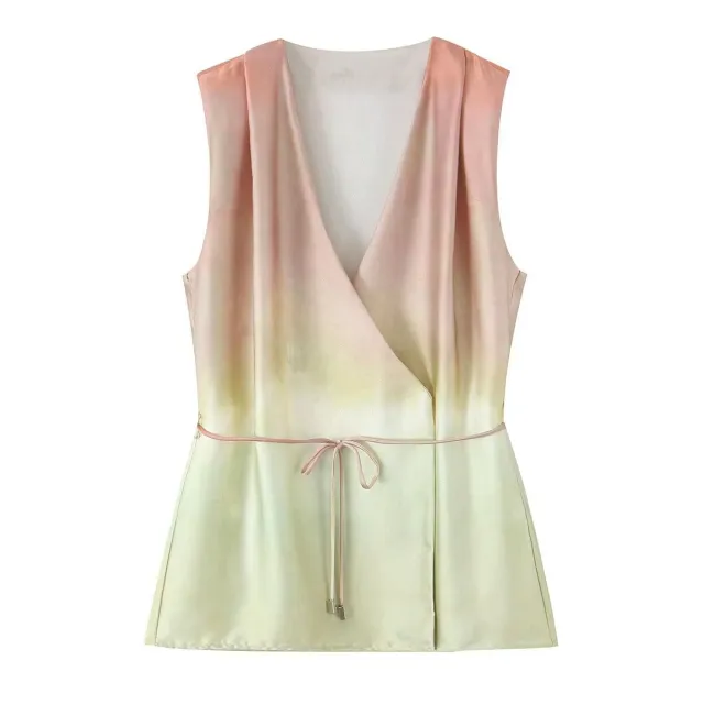 Tie dye Printed V neck Top High Waist Trousers Suit Top - Shop at LoveMi