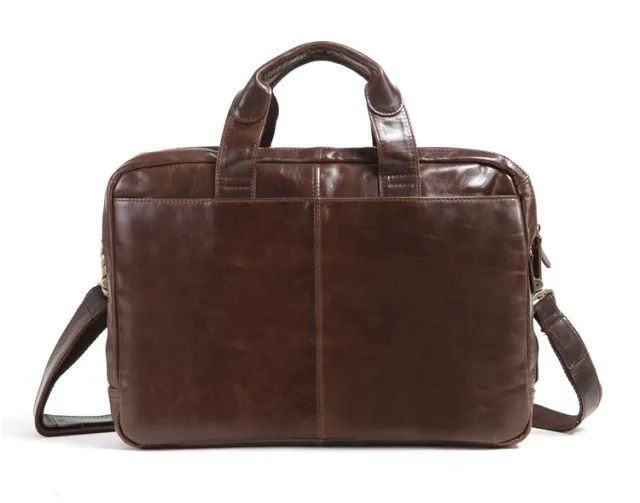 New Men's First Layer Cowhide Business Briefcase Computer Brown - Shop at LoveMi