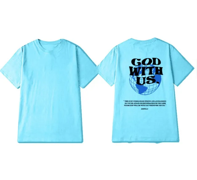 Letter Print Short sleeve Casual Retro T shirt Women Blue - Shop at LoveMi