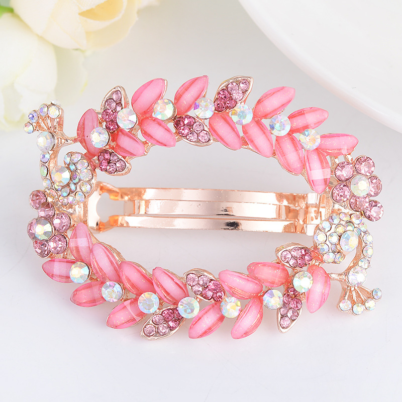 Korean Style Flower Rhinestone-embedded Barrettes Exquisite Head Clip Spring Clip