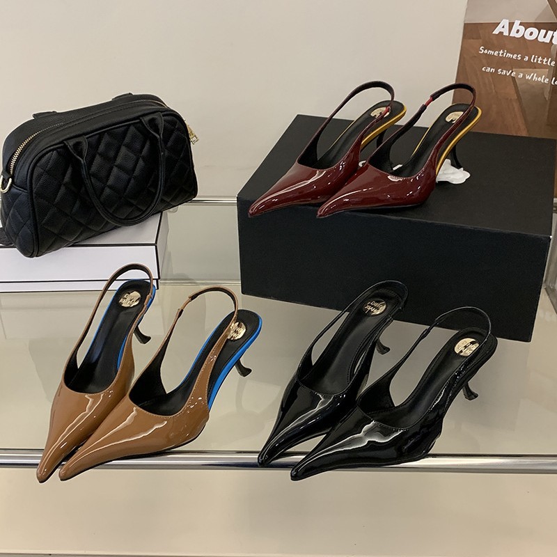 Womens High-heeled French-style Closed-toe Sandals