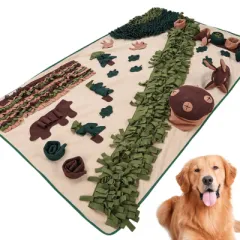 Extra Large Forest Pet Puzzle Food Hiding Anti-choke Energy Consuming Dog Sniffing Pad - Green Brown - View 1
