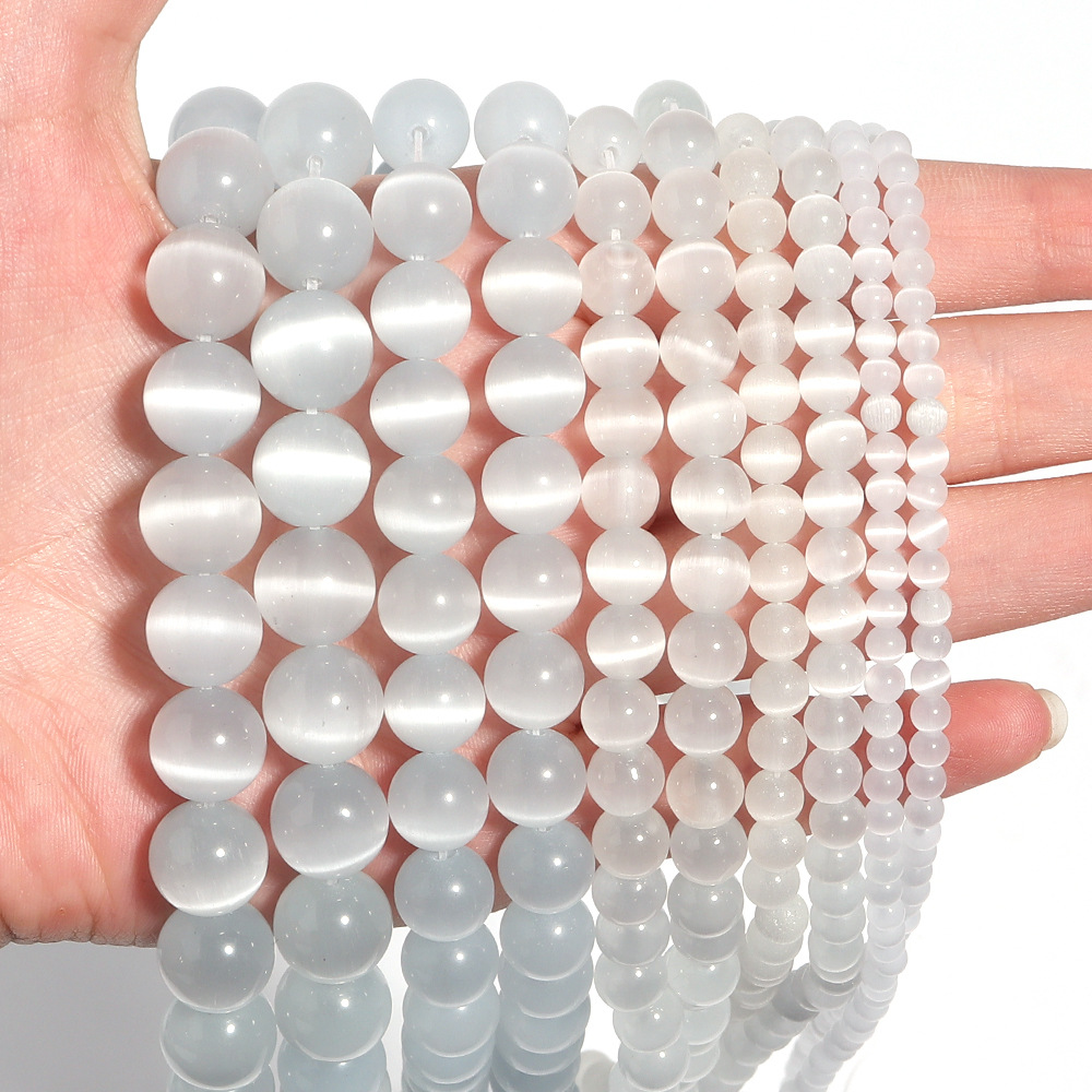 White Opal Scattered Beads Handmade Beaded Semi-finished Products Round Beads Diy Ornament