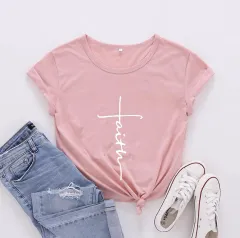 Women's Fashionable English Letter Short Sleeve Top - Peach White Characters - View 1