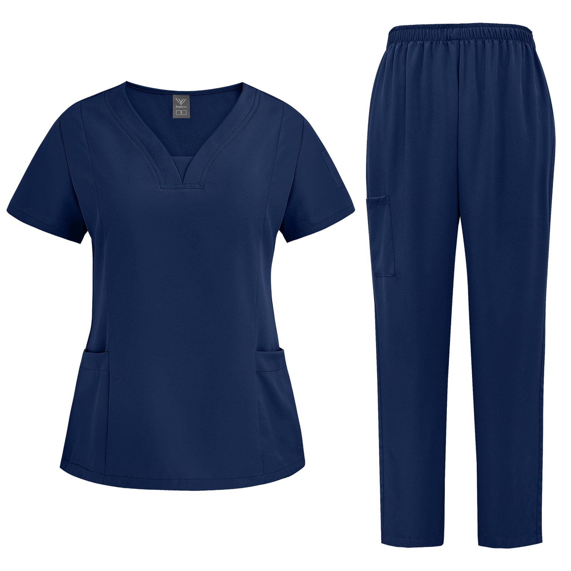 Women's Casual Loose Solid Color Nurse Workwear Set - Image 2
