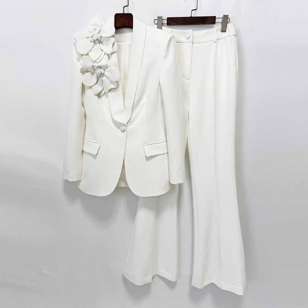 Women's Solid Color Flower Loose Suit Set 2