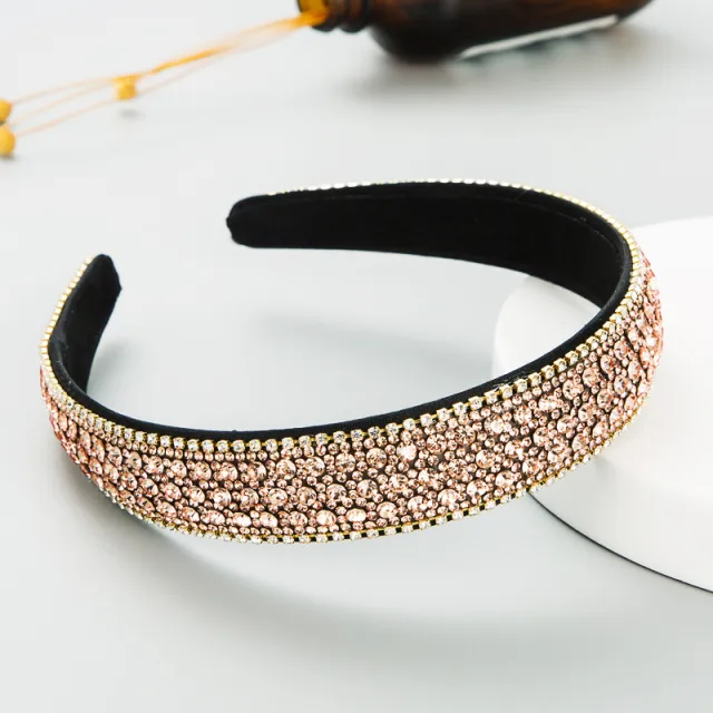 Women's Simple Hair Accessories Color Full Diamond Non slip Headband Brown - Shop at LoveMi