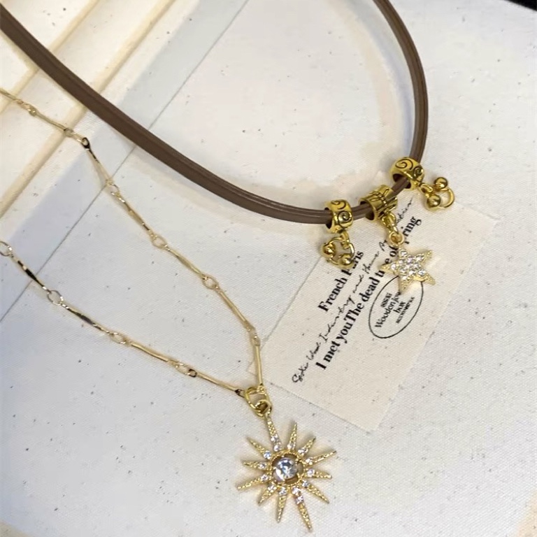 Retro Fashion Sun Double-layer Necklace For Women