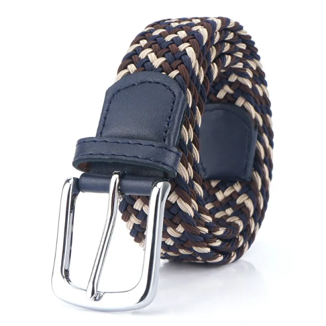 Silk Elastic Woven Elastic Men's Women's Belt Canvas Belt Dark Blue Brown Khaki - Shop at LoveMi