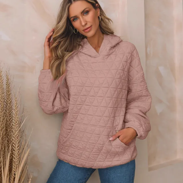Women's Solid Color Hooded Sweater Regular Sleeve Pink - Shop at LoveMi