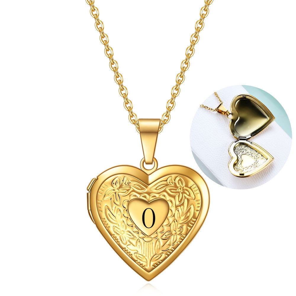 Stainless Steel Personalized Heart-shaped Pattern Openable Photo Frame Pendant Necklace