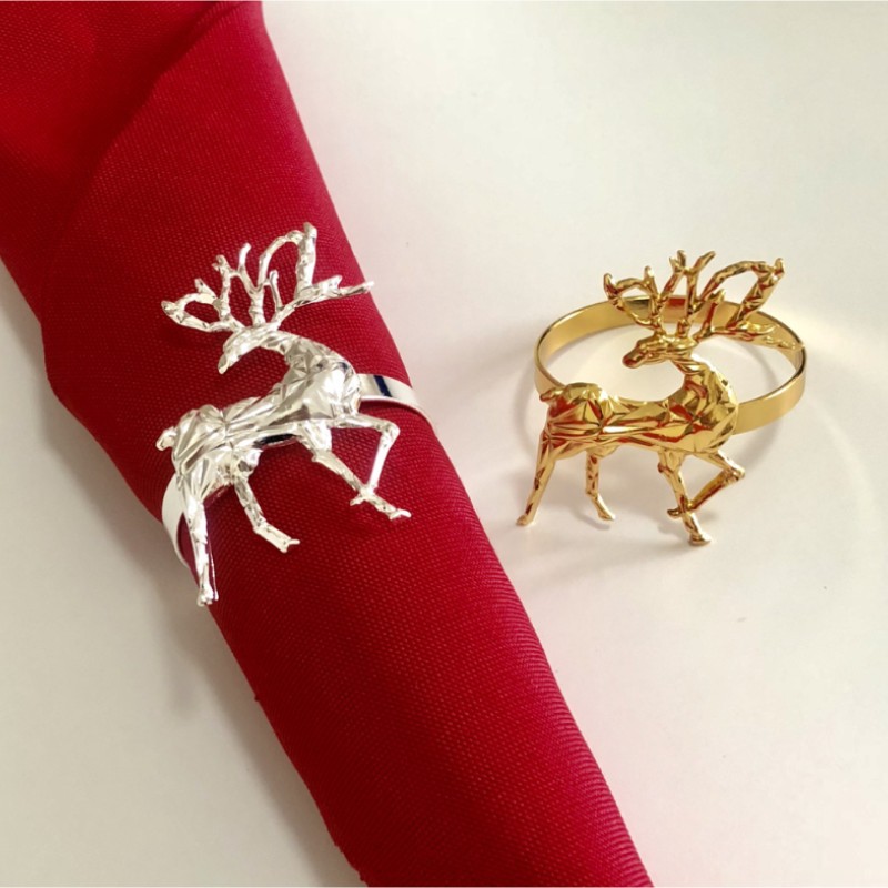 Title 1, Christmas Napkin Ring Golden Diamond Deer Napki...